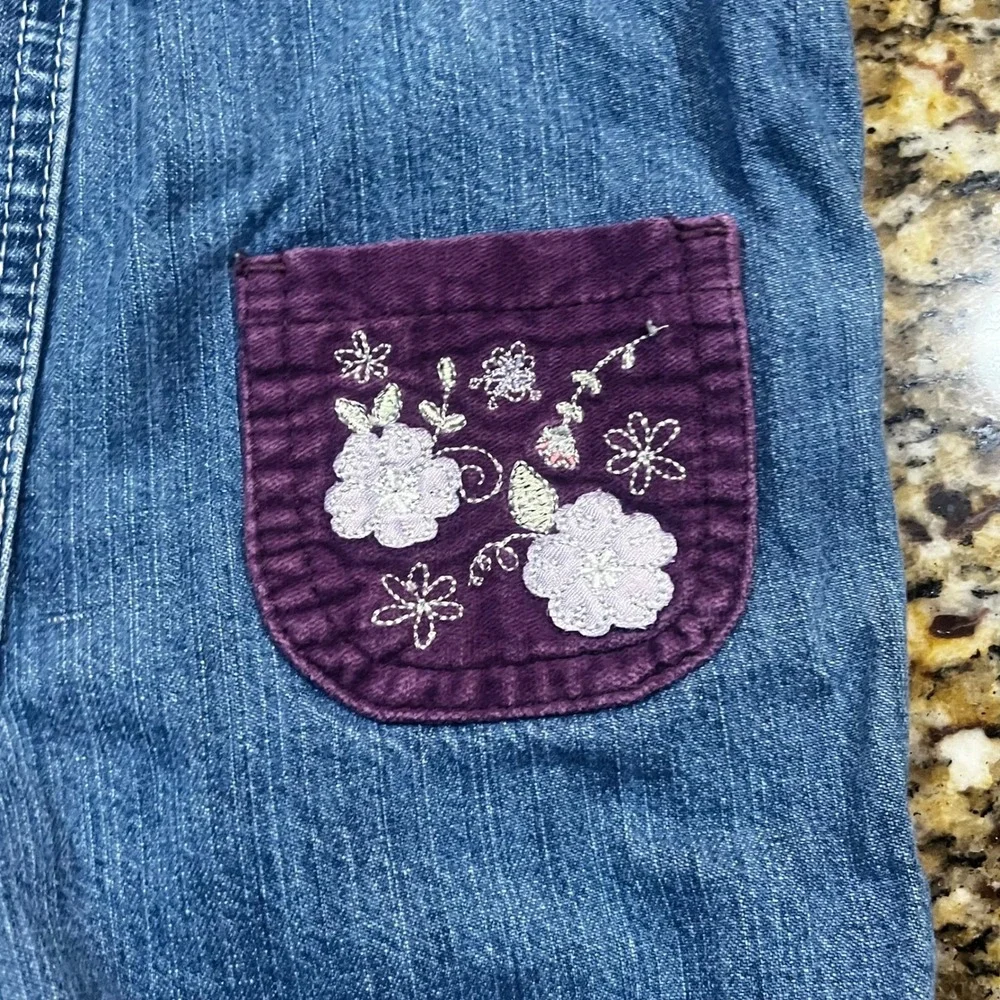 Carters Baby‎ Girls Denim Overalls Floral Embroidery Purple Corduroy Pocket 9M